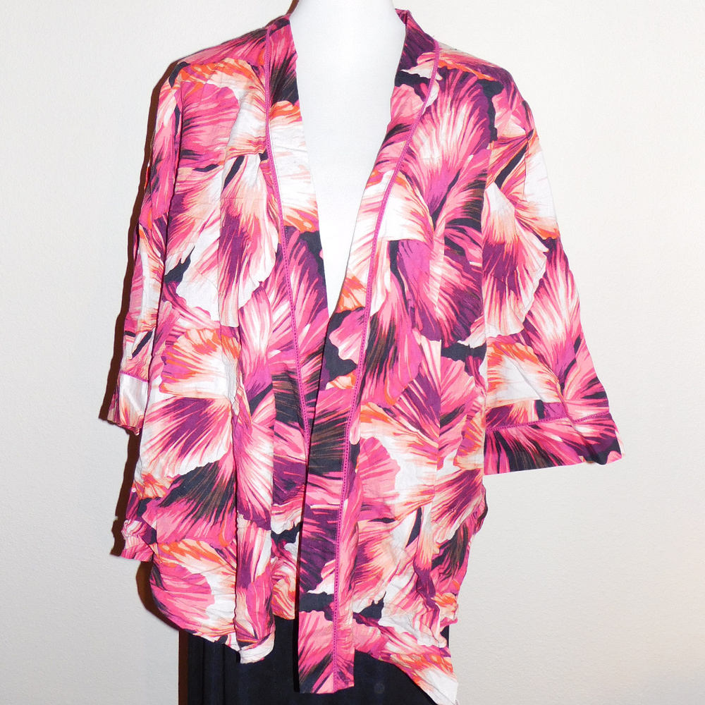2X Added Dimensions Catherines Floral Linen Jacket